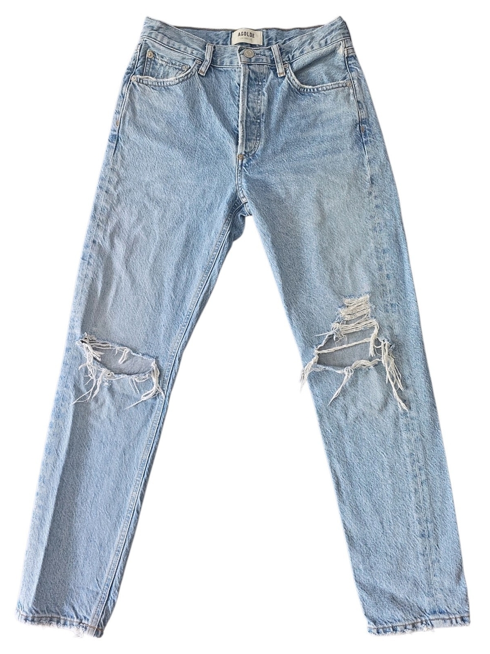 AGOLDE Jamie High Rise Classic Jeans Size 24 Spectator Distressed